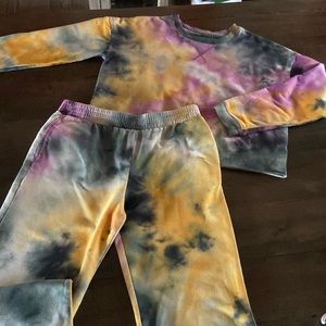 Tie-dye cropped sweat set